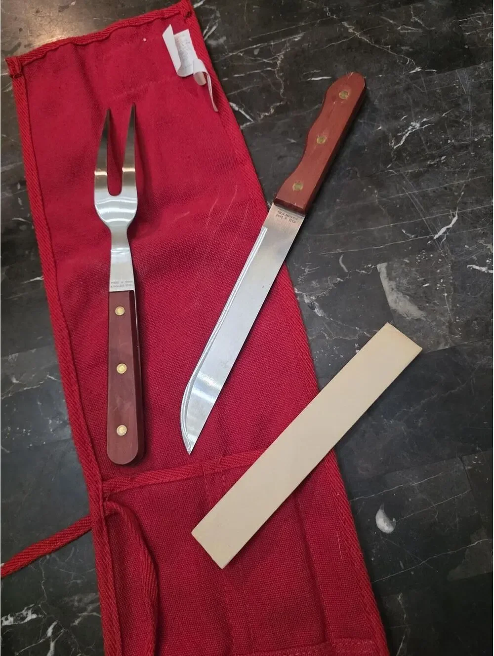 Vintage Marlboro Unlimited Grilling Set w/ Knife, Fork & Roll Pouch, 1990s Retro